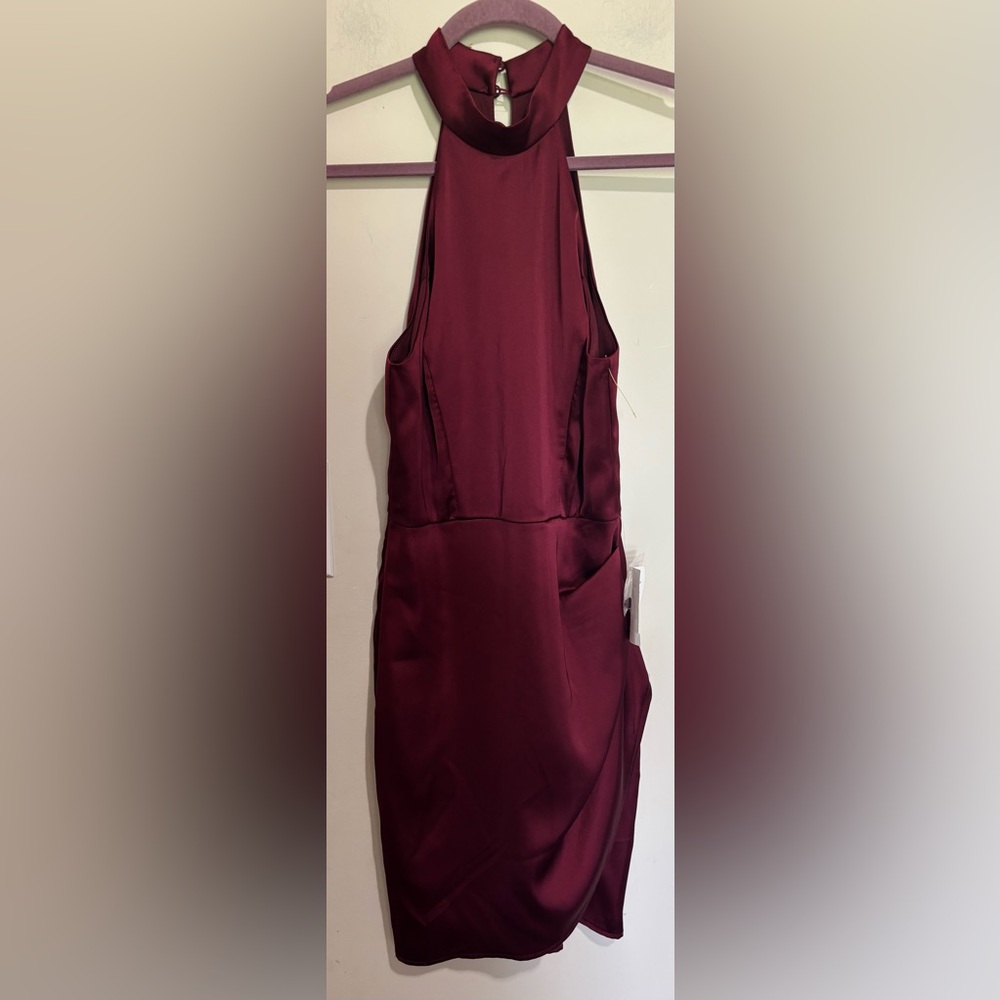 B Darlin Burgundy Long Sleeve Dress